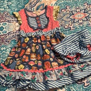 Girls Matilda Jane outfit with kitchen notions